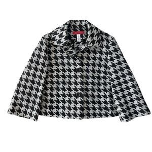 Ann Klein XL women’s Houndstooth Black White Jacket Coat Classic Structured